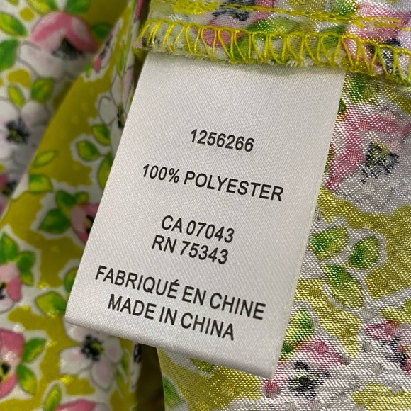 Cupcakes & Cashmere Lime Green Floral Ruffle Neck Tie Blouse - Picture 10 of 11